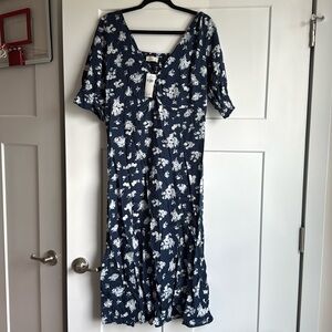 Abercrombie blue floral midi dress